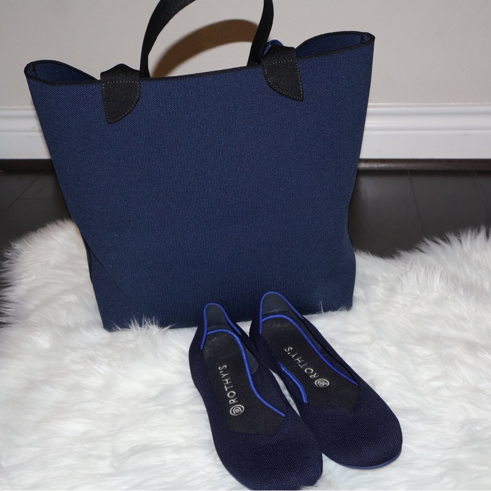 Rothy's Deep Blue Tote and Flats Set